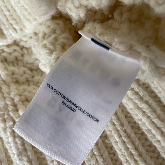 Lands' End Cream Cable Knit Turtleneck Sweater - Picture 3 of 3